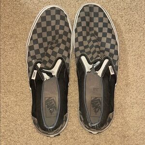 Vans Men's Checkered Slip-On Sneakers - Black and Gray